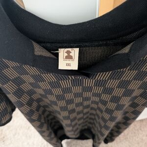 Men's Black and Brown Checkered Polo Shirt